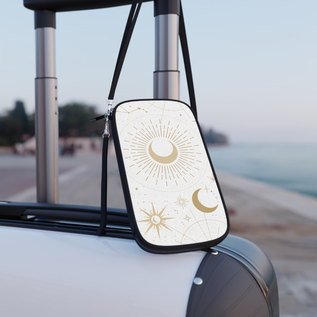 Celestial Moon Passport Wallet — Gold Sun & Moon Travel Pouch