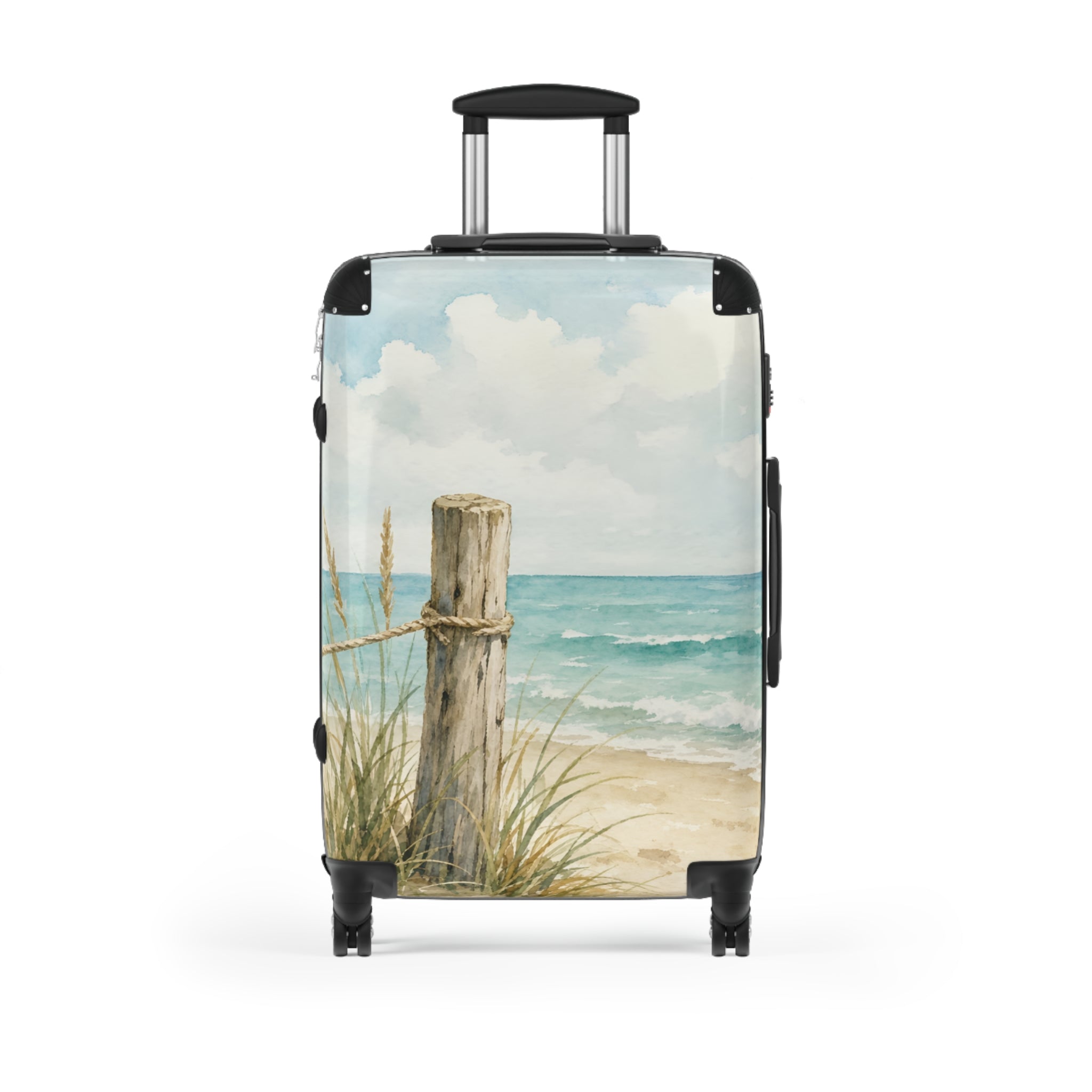 Beach Shoreline Suitcase — Coastal Watercolor Carry-On Luggage