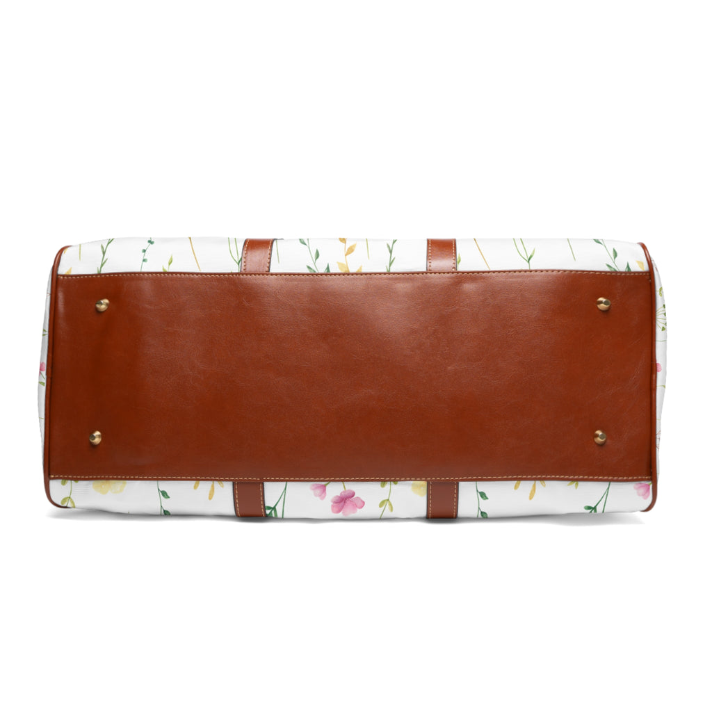 Floral Waterproof Travel Duffle Bag — Lightweight Flower Pattern Weekender
