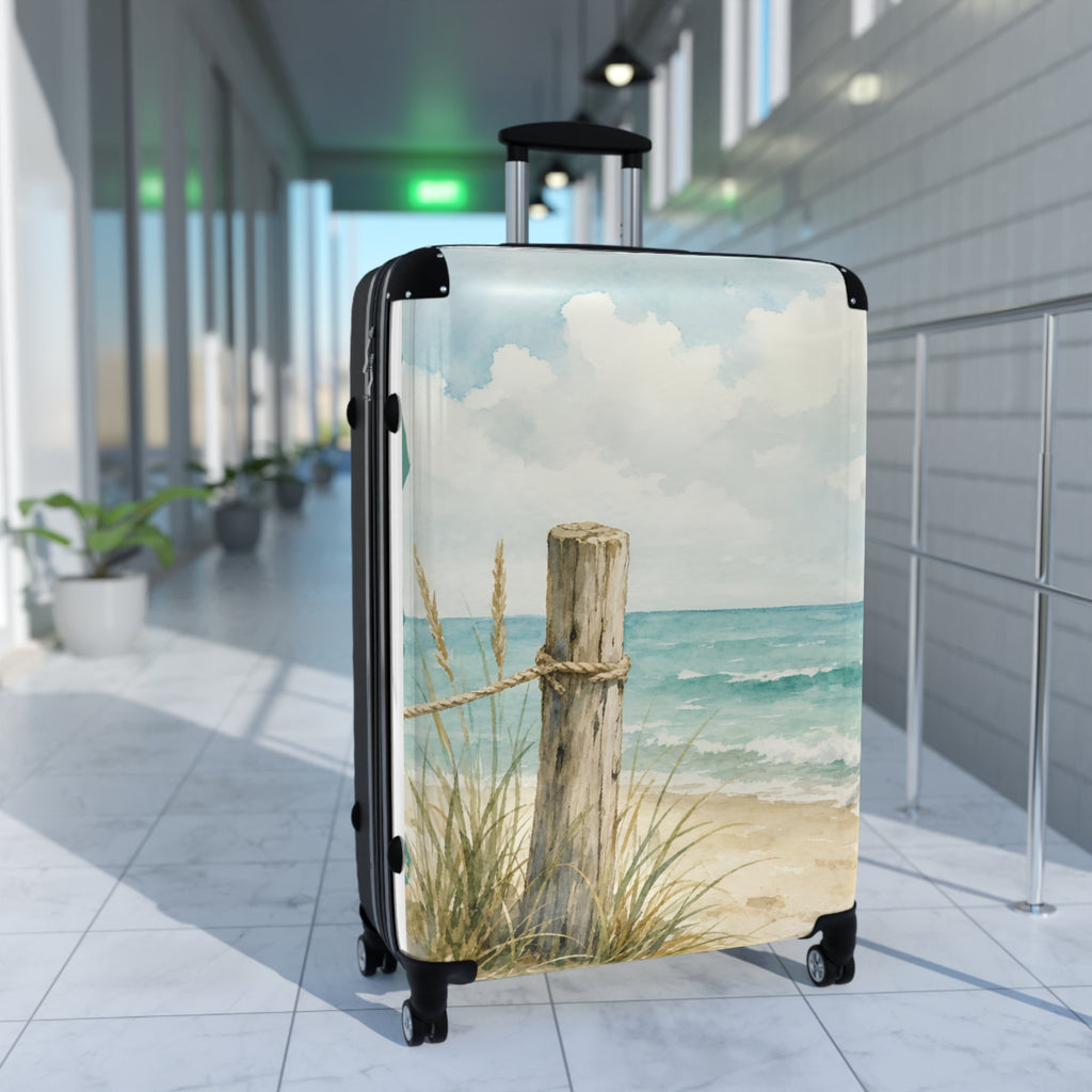 Beach Shoreline Suitcase — Coastal Watercolor Carry-On Luggage
