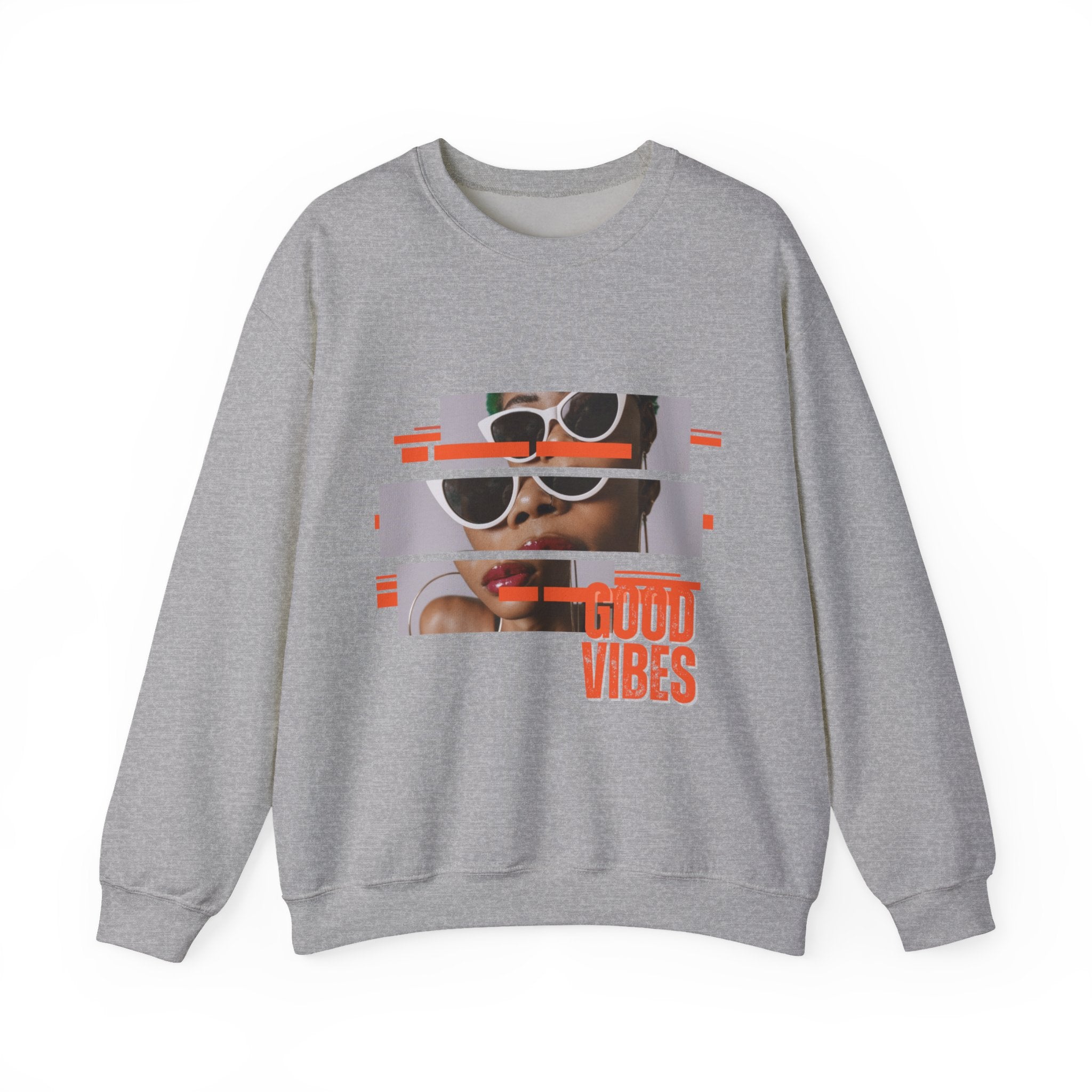 Good Vibes Crewneck Sweatshirt – Retro Sunglasses Graphic