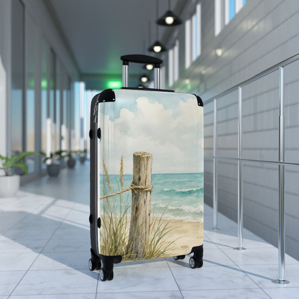 Beach Shoreline Suitcase — Coastal Watercolor Carry-On Luggage