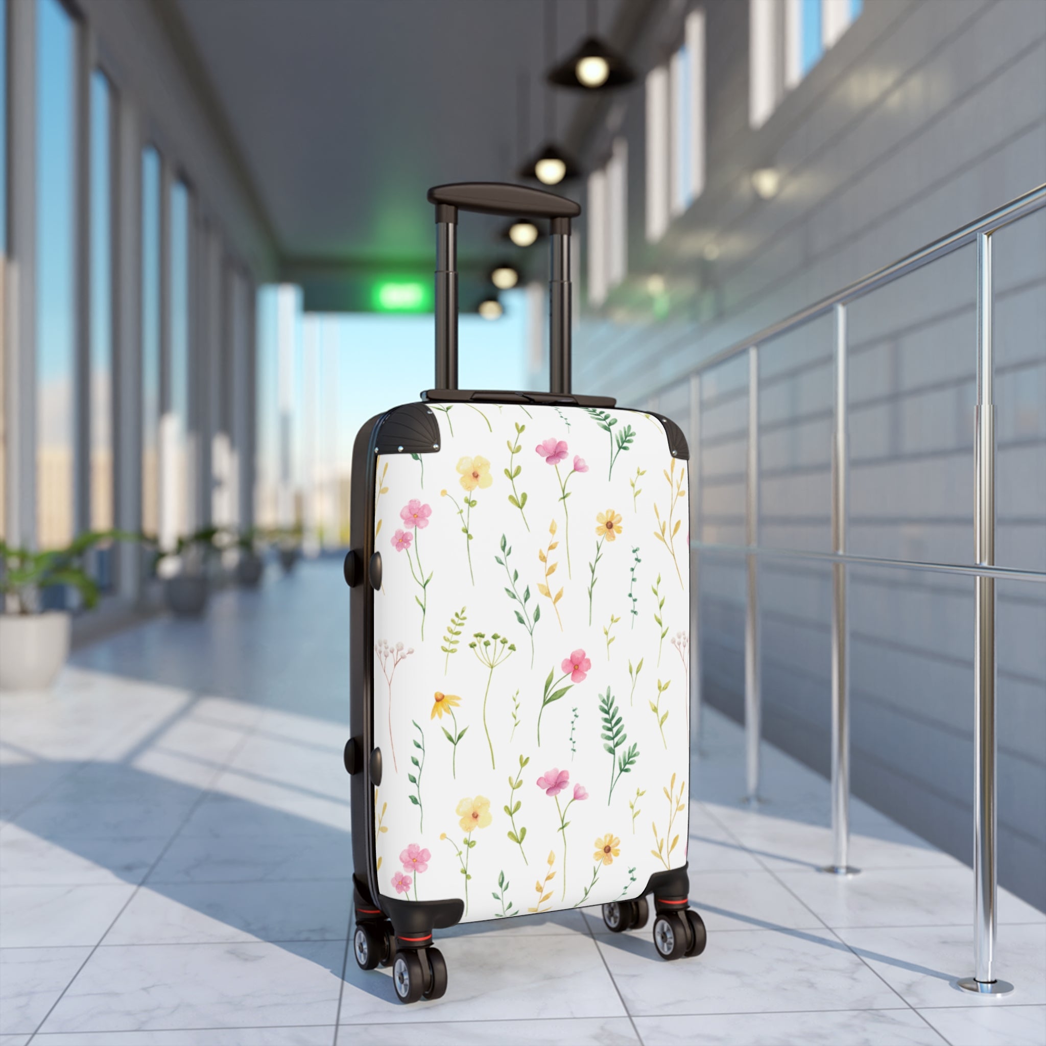 Floral Meadow Carry-On Suitcase — Lightweight Watercolor Wildflower Luggage