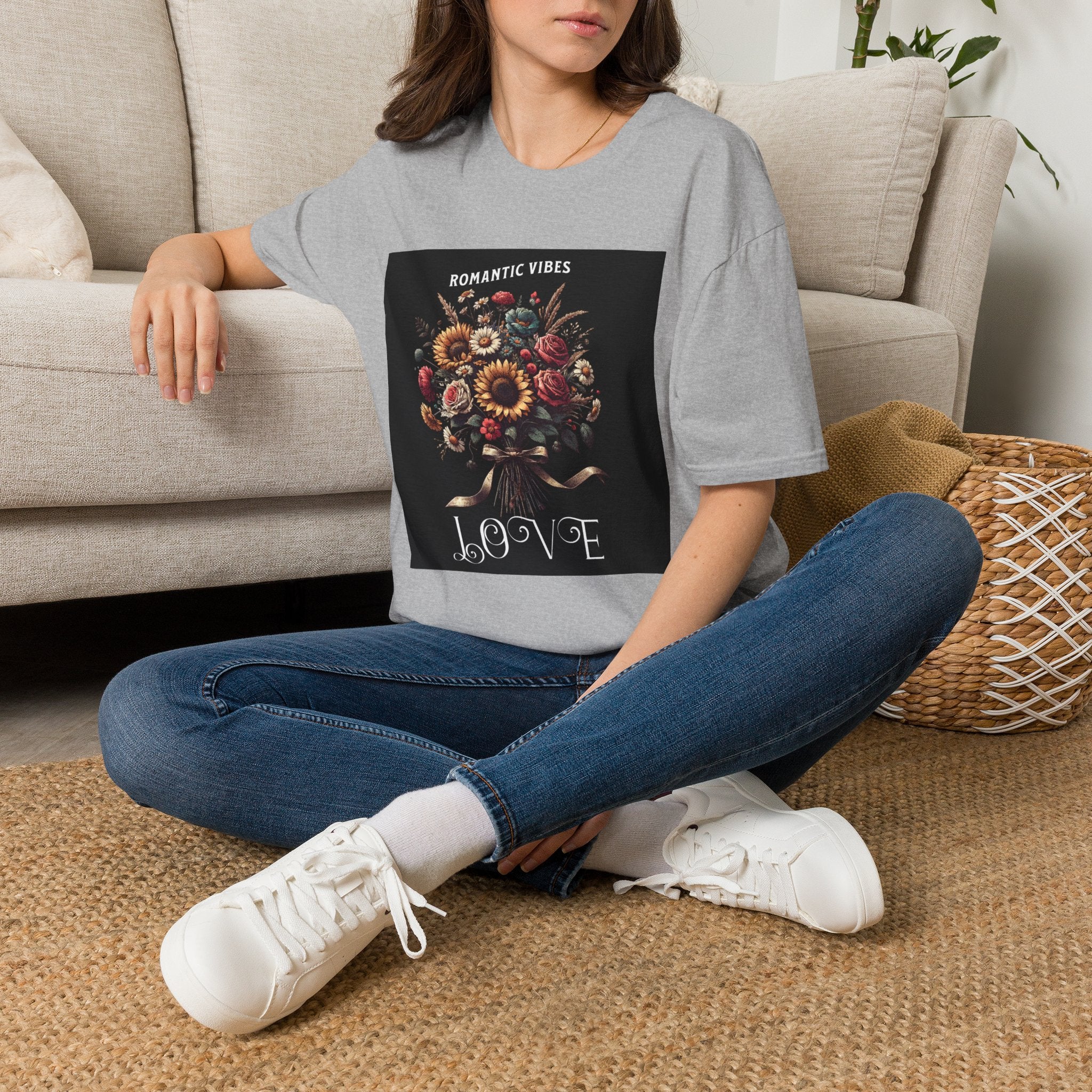 Romantic Vibes Floral T-Shirt — Vintage Bouquet Love Tee