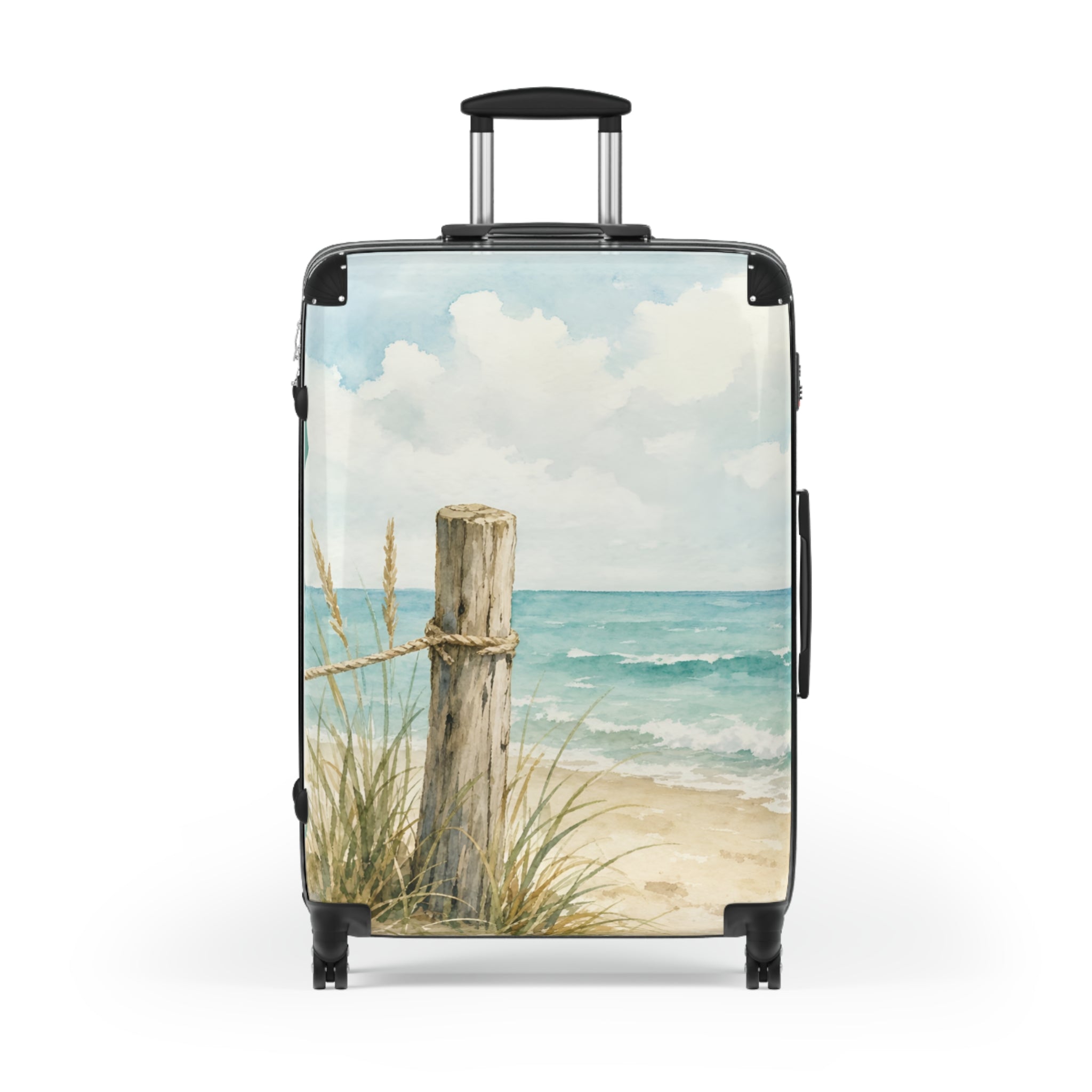 Beach Shoreline Suitcase — Coastal Watercolor Carry-On Luggage