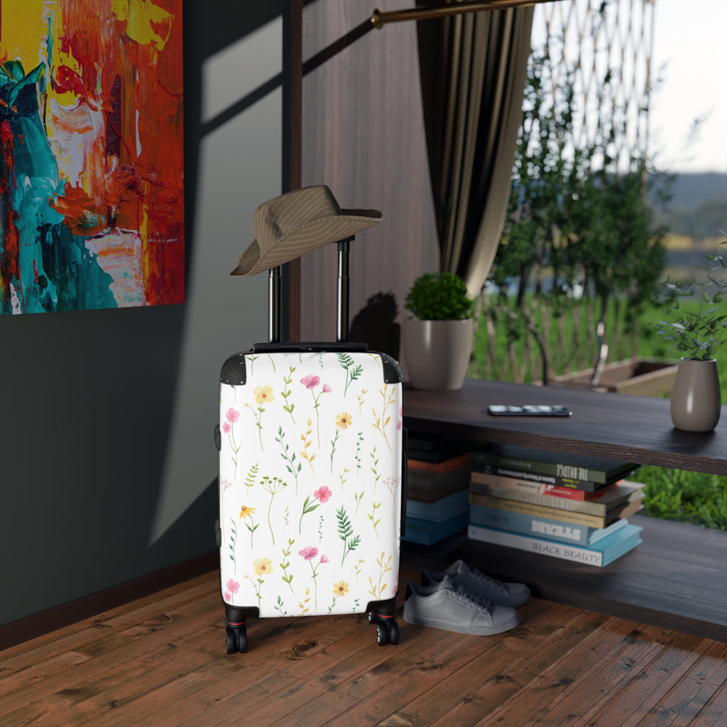 Floral Meadow Carry-On Suitcase — Lightweight Watercolor Wildflower Luggage