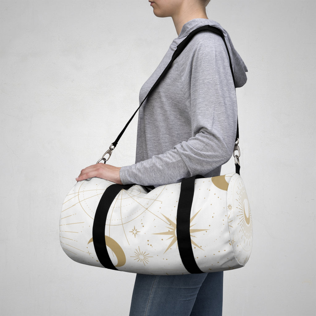 Celestial Moon & Star Duffel Bag — Boho Astrology Travel Gym Bag