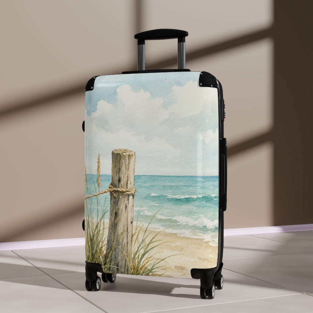Beach Shoreline Suitcase — Coastal Watercolor Carry-On Luggage