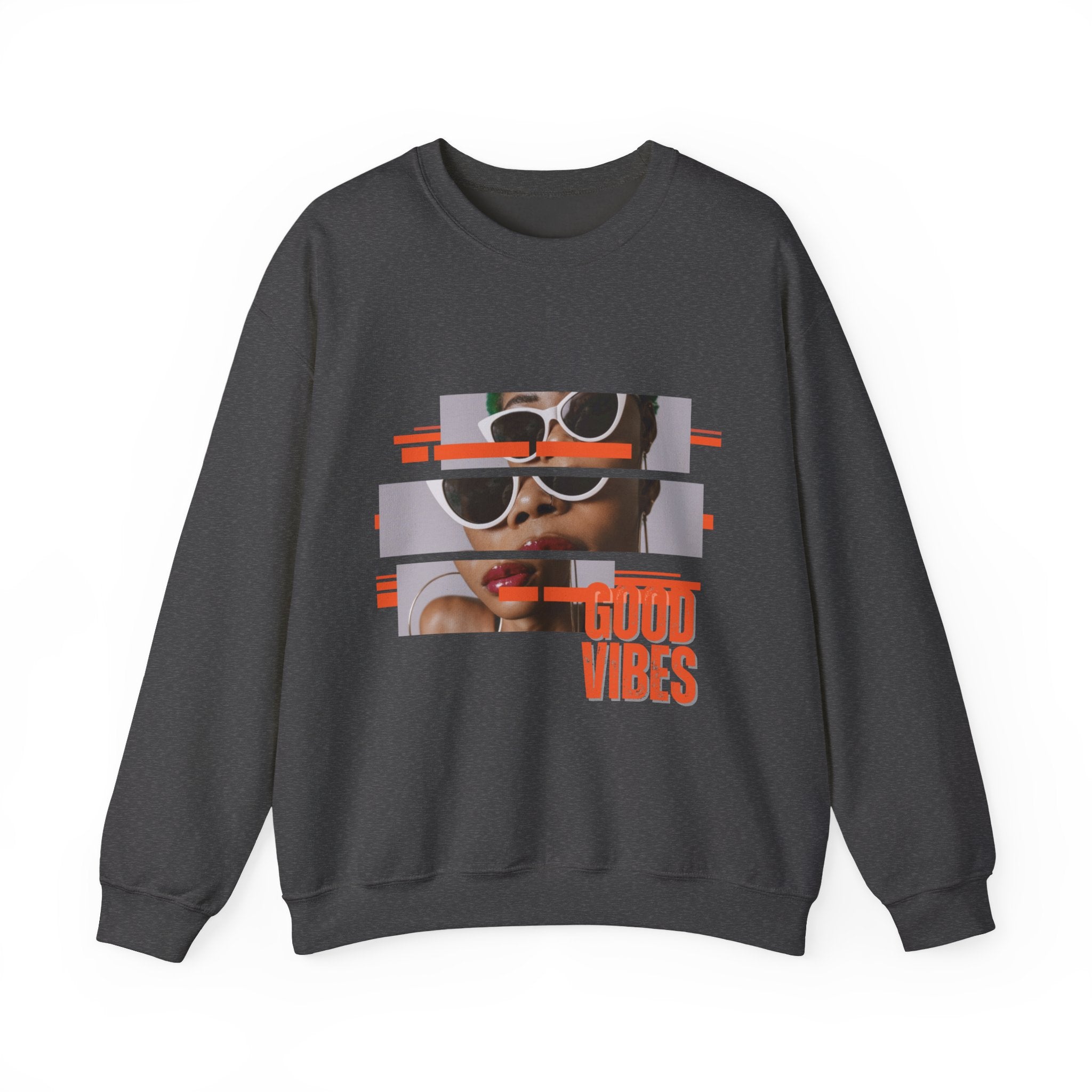 Good Vibes Crewneck Sweatshirt – Retro Sunglasses Graphic