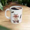 Love & Coffee mug | Cozy heart latte illustration, neutral beige ceramic mug