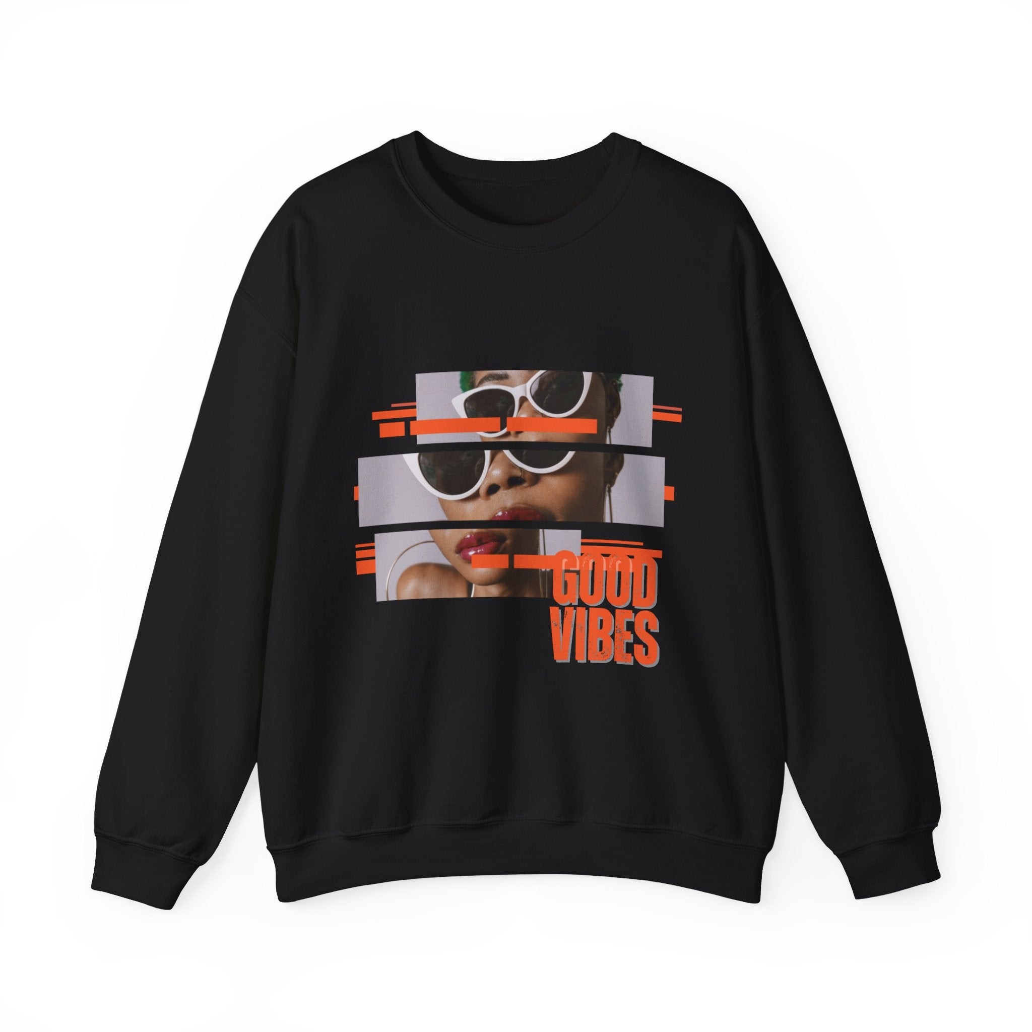 Good Vibes Crewneck Sweatshirt – Retro Sunglasses Graphic