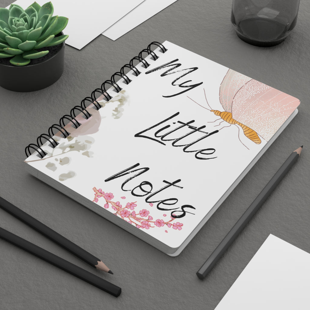 Floral Butterfly Spiral Journal — “My Little Notes” Notebook