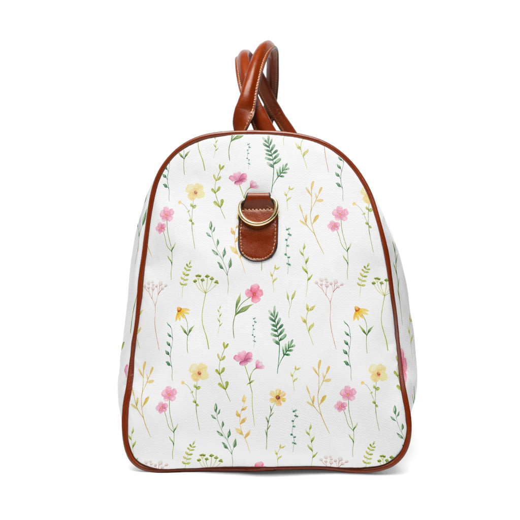 Floral Waterproof Travel Duffle Bag — Lightweight Flower Pattern Weekender
