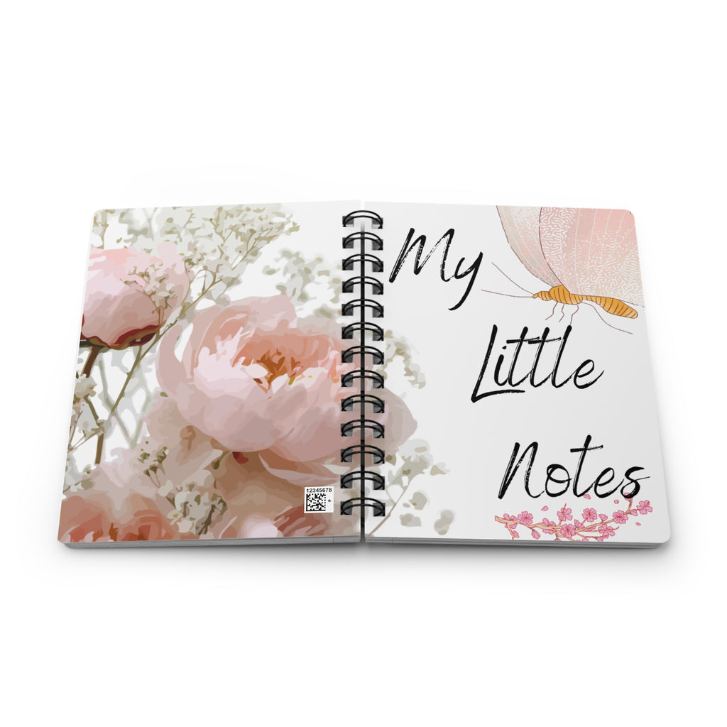 Floral Butterfly Spiral Journal — “My Little Notes” Notebook
