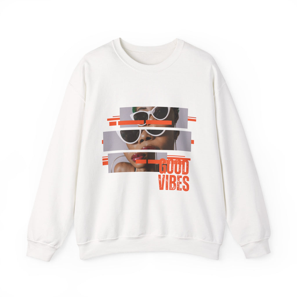 Good Vibes Crewneck Sweatshirt – Retro Sunglasses Graphic