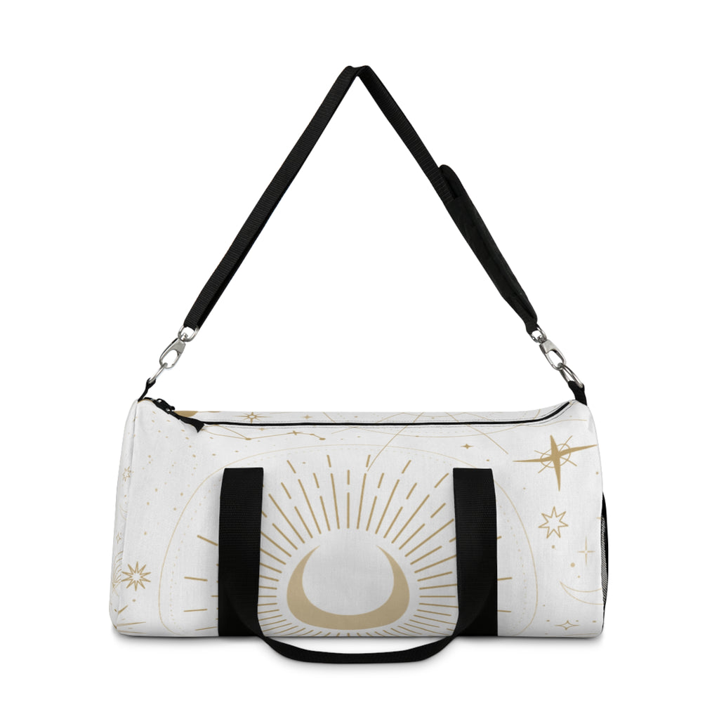 Celestial Moon & Star Duffel Bag — Boho Astrology Travel Gym Bag