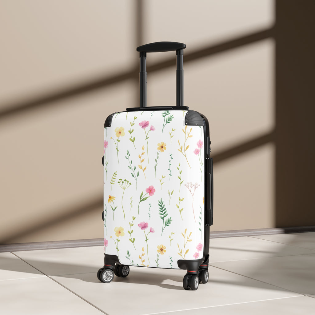 Floral Meadow Carry-On Suitcase — Lightweight Watercolor Wildflower Luggage