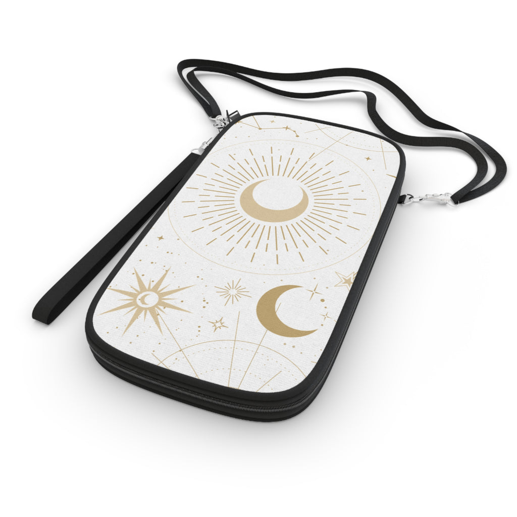 Celestial Moon Passport Wallet — Gold Sun & Moon Travel Pouch