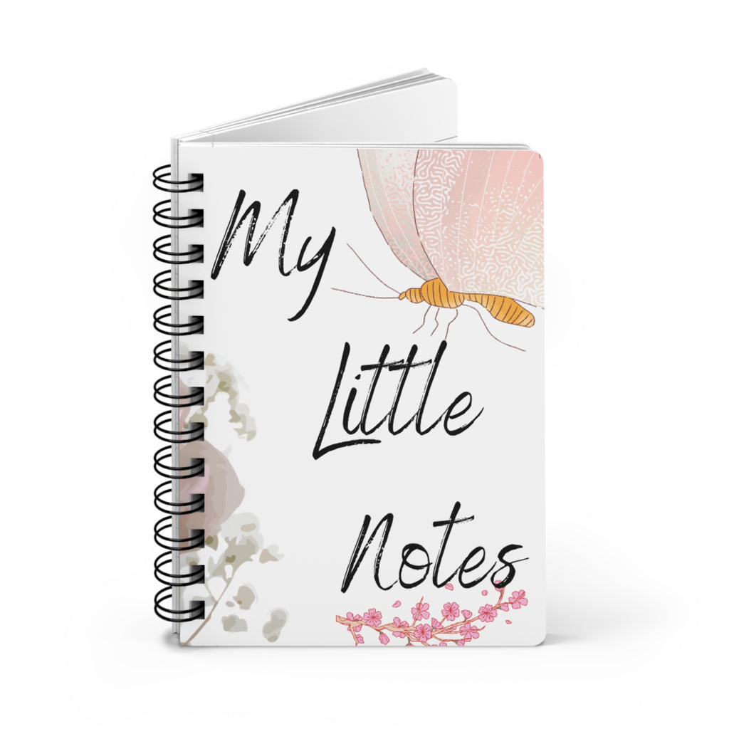 Floral Butterfly Spiral Journal — “My Little Notes” Notebook