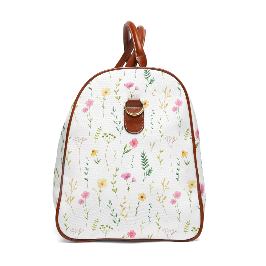 Floral Waterproof Travel Duffle Bag — Lightweight Flower Pattern Weekender