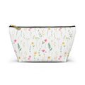 Floral Meadow Accessory Pouch — Small T‑Bottom Makeup & Travel Bag