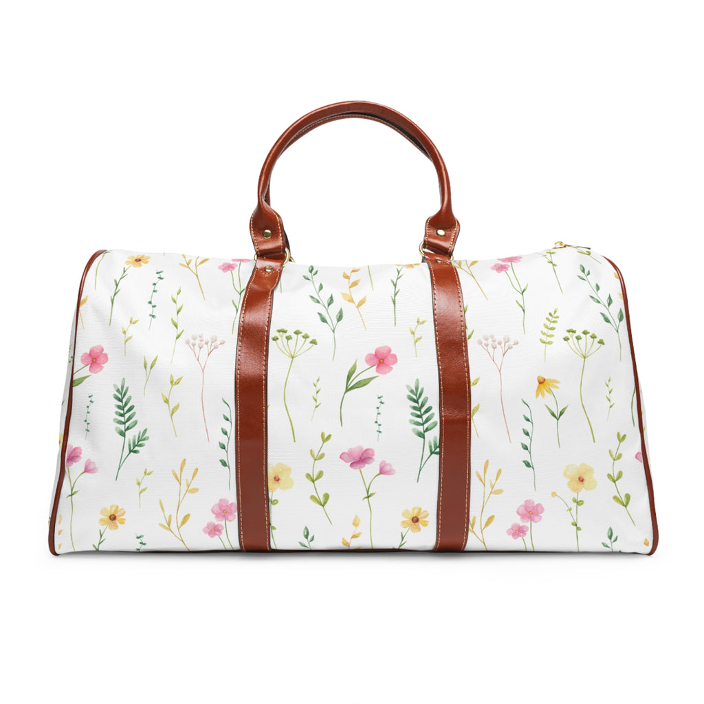 Floral Waterproof Travel Duffle Bag — Lightweight Flower Pattern Weekender