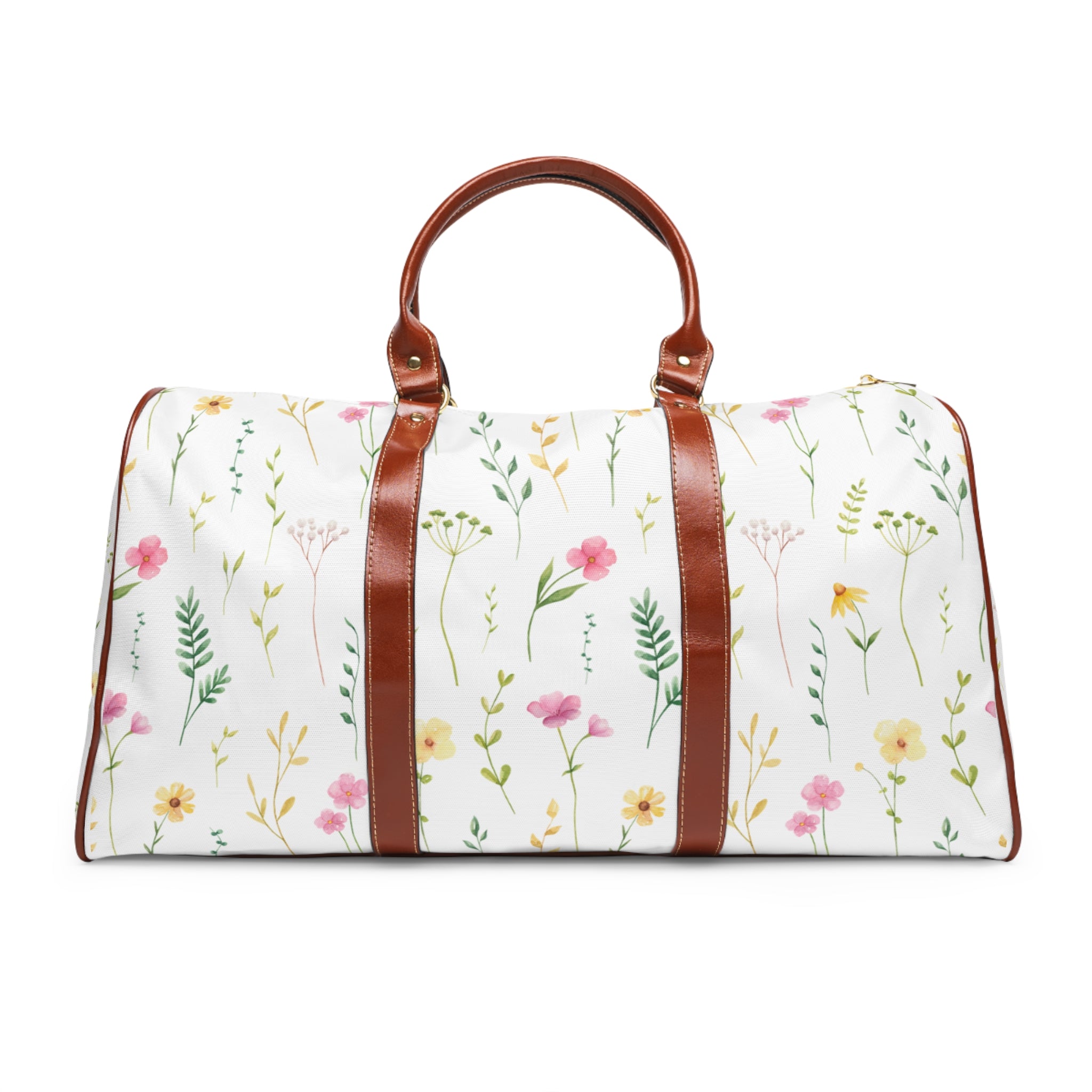 Floral Waterproof Travel Duffle Bag — Lightweight Flower Pattern Weekender