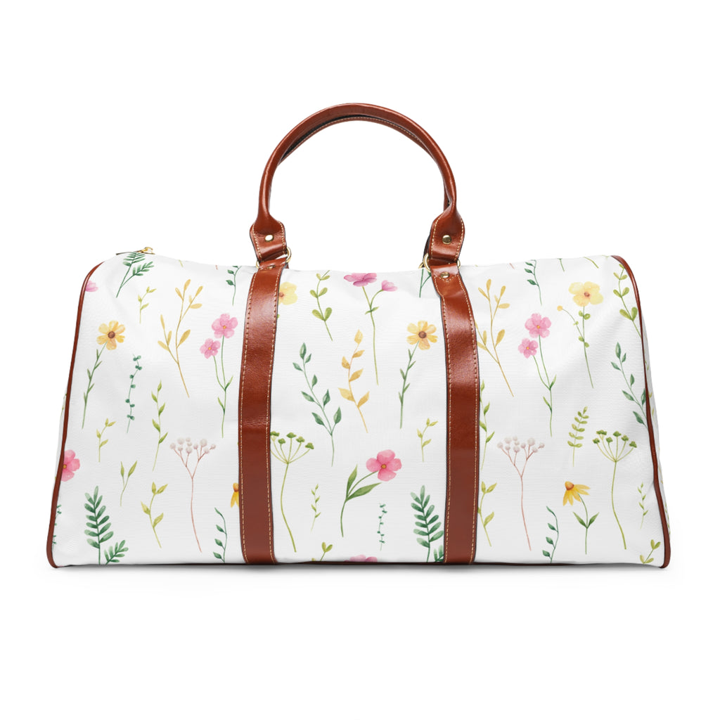 Floral Waterproof Travel Duffle Bag — Lightweight Flower Pattern Weekender