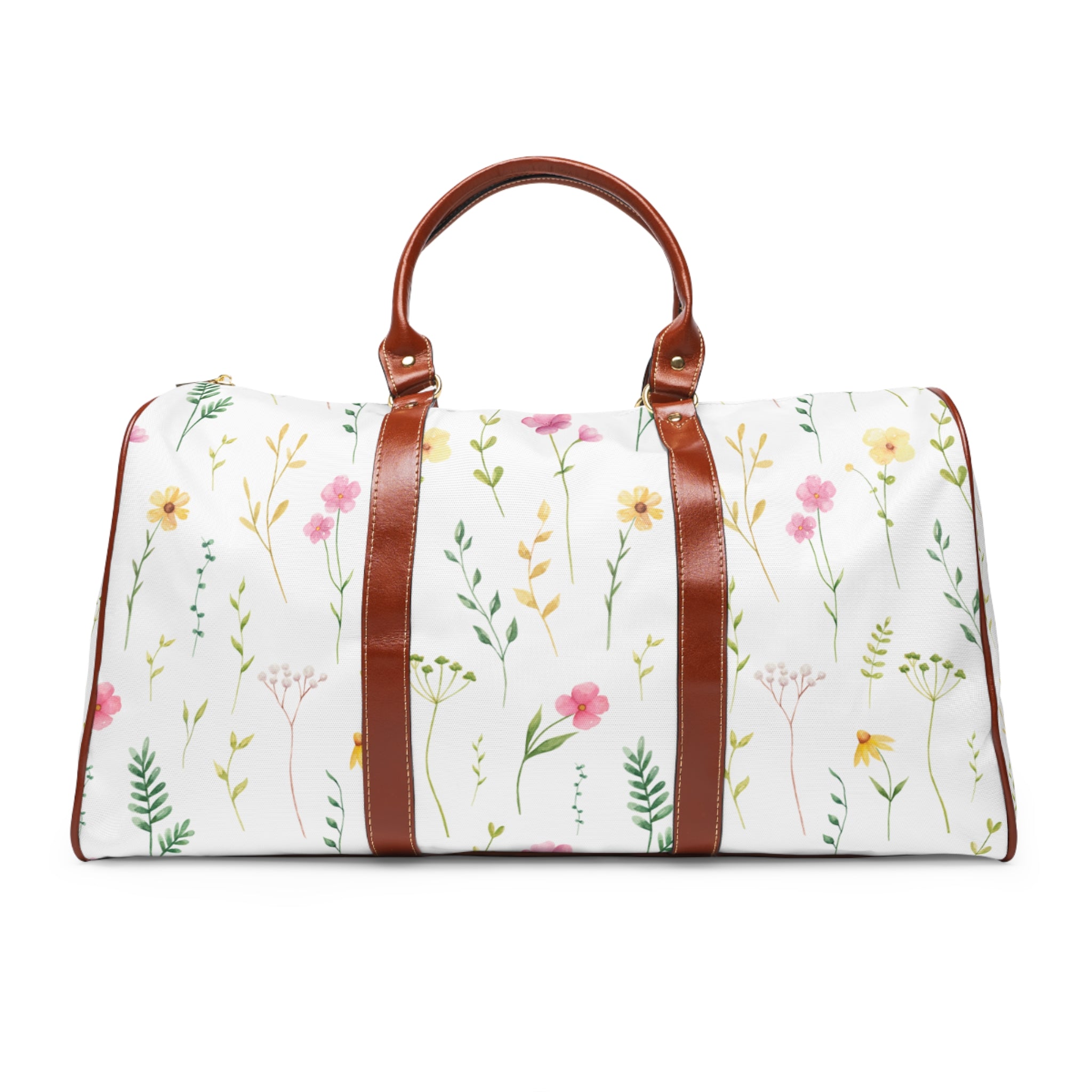 Floral Waterproof Travel Duffle Bag — Lightweight Flower Pattern Weekender