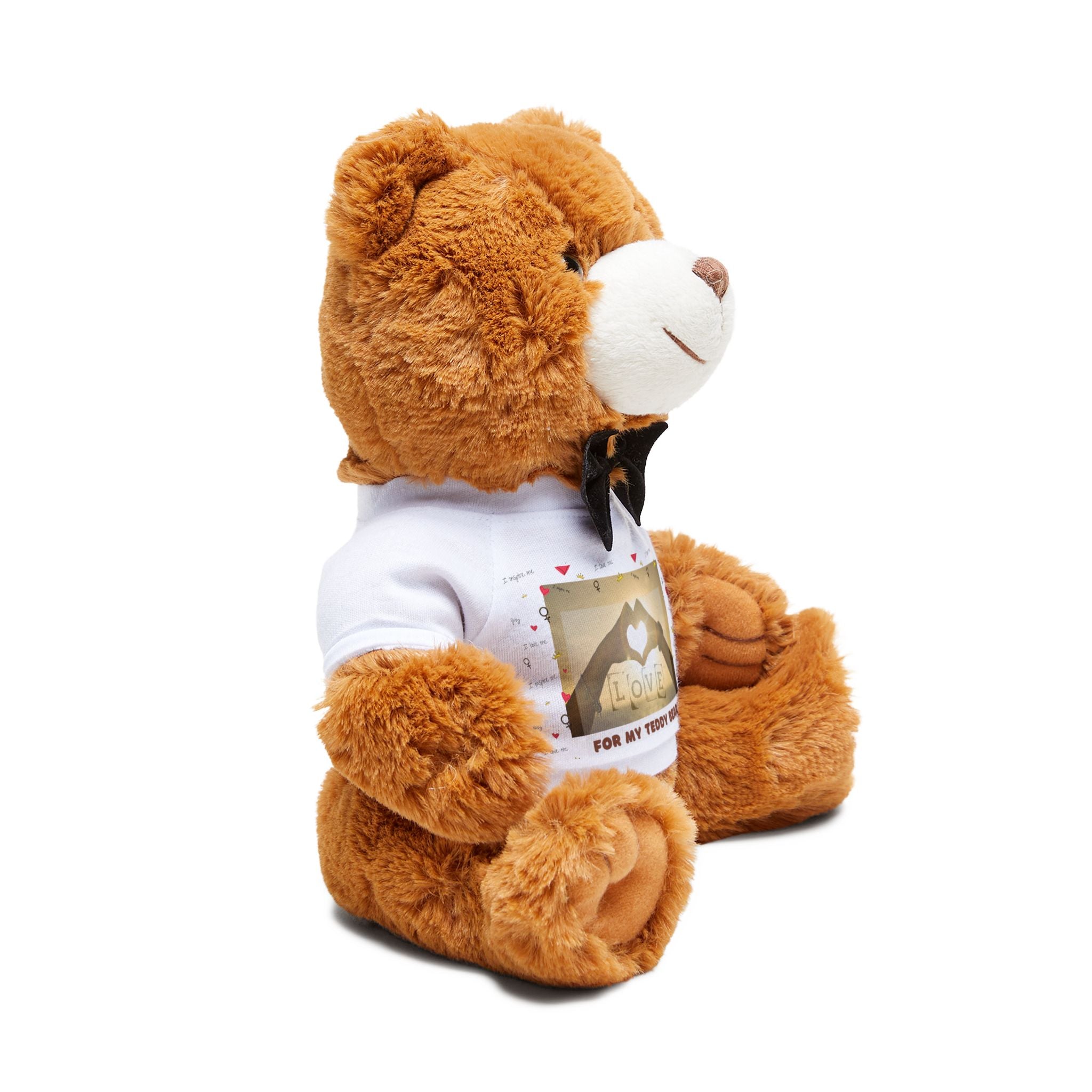 Teddy Bear with T-Shirt plush toy | brown bear wearing printed tee