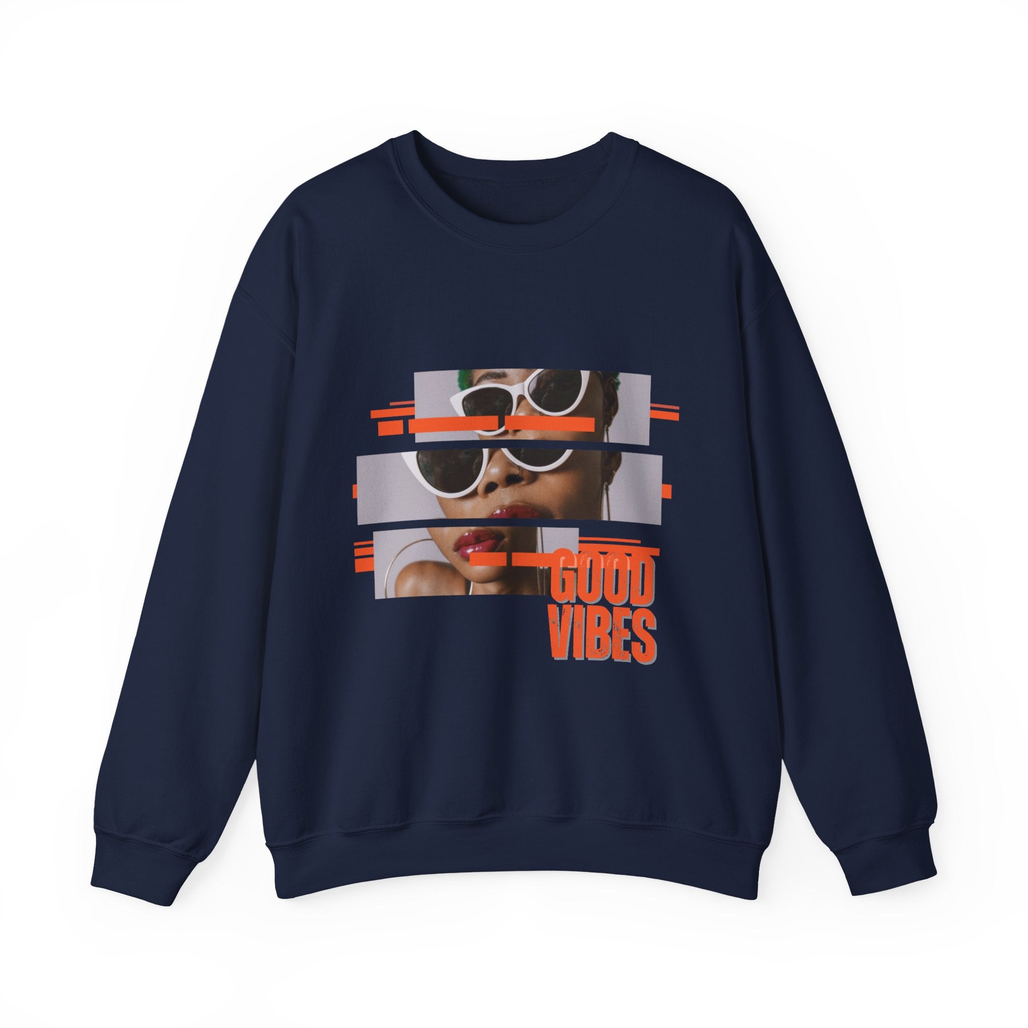 Good Vibes Crewneck Sweatshirt – Retro Sunglasses Graphic
